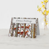 Elegante Herbst-Fox-Holzbaum-Malerei Poesie Karte (Gelbe Blume)