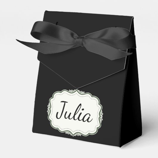 Elegante Herbst-Grüne Scalloped Schwarze Gefälligk Geschenkschachtel (Vorderseite)