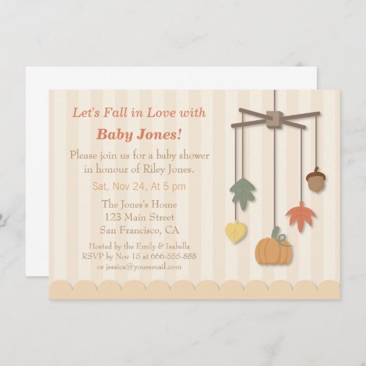 Elegante Herbst-Herbst-Kinderdusche Einladung (Vorne/Hinten)