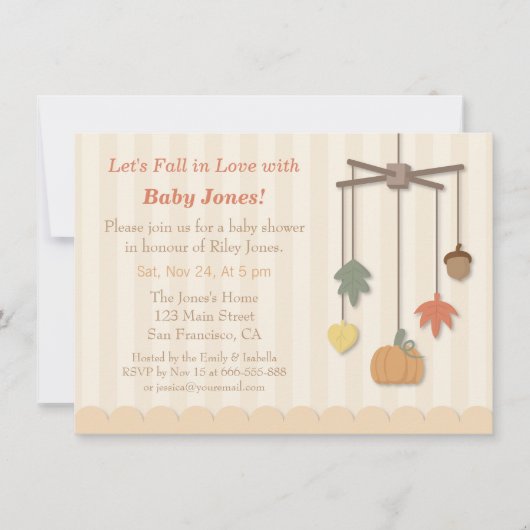 Elegante Herbst-Herbst-Kinderdusche Einladung (Vorderseite)