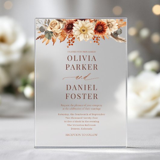 Elegante Herbst-Hochzeit im Herbst Acryleinladungen