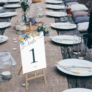 Elegante Herbst-Hochzeit in Terrakotta, Navyblau u Tischnummer