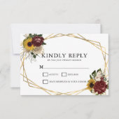 Elegante Herbst-Hochzeit mit geometrischen Rahmen RSVP Karte (Vorderseite)