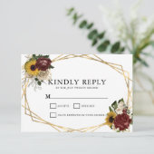 Elegante Herbst-Hochzeit mit geometrischen Rahmen RSVP Karte (Stehend Vorderseite)