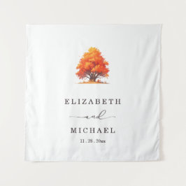 Elegante Herbst-Hochzeit mit rustikalem Baum-Hochz Wandteppich