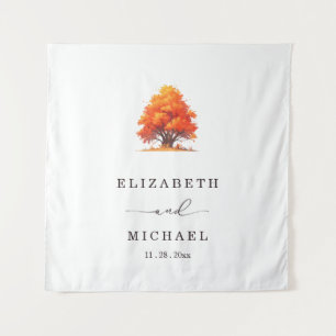 Elegante Herbst-Hochzeit mit rustikalem Baum-Hochz Wandteppich