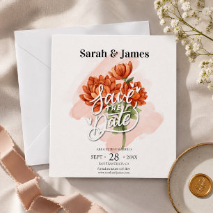 Elegante Herbst-Hochzeitseinladung mit Blumendesig Einladung