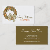 Elegante Herbst-Jahreszeit-Kranz-Visitenkarte 4 Visitenkarte (Vorne/Hinten)