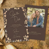 Elegante Herbst-Kupfer-Wildblumen-Script-Foto Save The Date