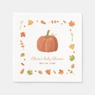 Elegante Herbst-Kürbis-Baby-Shower-Servietten Serviette