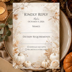 Elegante Herbst-Kürbis-Hochzeit RSVP Karte