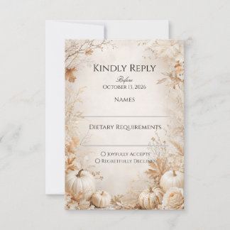 Elegante Herbst-Kürbis-Hochzeit RSVP Karte