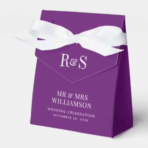 Elegante Herbst-Lila-Monogramm-Hochzeit Geschenkschachtel