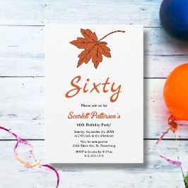 Elegante Herbst-Orange-Blätter fallen 60. Geburtst Einladung