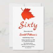 Elegante Herbst Rote Blätter Boho Fall 60. Geburts Einladung (Vorderseite)
