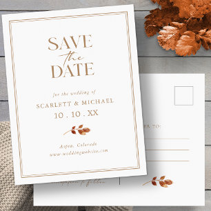 Elegante Herbst Save The Date Postkarte