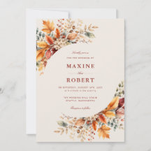 Elegante Herbst-Wasserfarbe QR-Code Foto-Hochzeit
