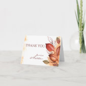 Elegante Herbst Wasserfarben Blumenhochzeit Dankeskarte (Vorderseite)