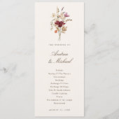 Elegante Herbst-Wasserfarben-Wildblumen-Hochzeit Programm (Vorderseite)