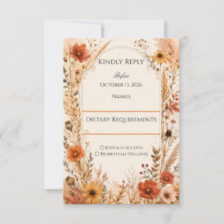 Elegante Herbst-Wildblume RSVP Karte