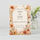 Elegante Herbst-Wildblume Save The Date (Stehend Vorderseite)