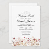 Elegante Herbst-Wildblumen Blumenhochzeit Einladung (Vorne/Hinten)