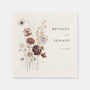 Elegante Herbst-Wildblumen-Hochzeitsservietten Serviette