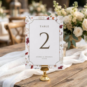 Elegante Herbst-Wildblumen-Hochzeitstischnummern Einladung