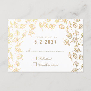 Elegante Herbstausgabe Gold Wedding RSVP Card Karte