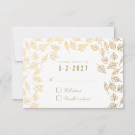 Elegante Herbstausgabe Gold Wedding RSVP Card Karte