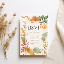 Elegante Herbstblätter Fall Hochzeit RSVP