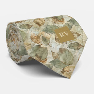 Elegante Herbstblätter fallen Monogramm Krawatte