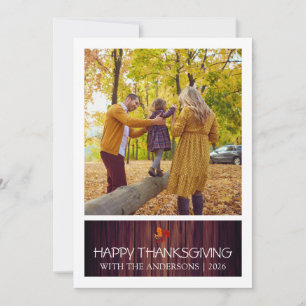 Elegante Herbstblätter-Foto Familie Thanksgiving Feiertagskarte