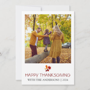 Elegante Herbstblätter-Foto Familie Thanksgiving Feiertagskarte