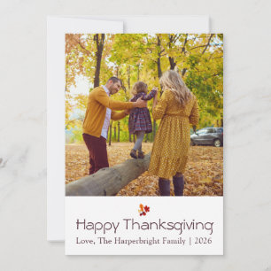 Elegante Herbstblätter-Foto-Familien-Thanksgiving Feiertagskarte