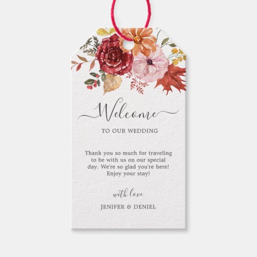 Elegante Herbstblätter Herbsthochzeit Geschenkanhänger (Vorderseite)