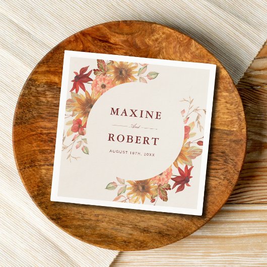 Elegante Herbstblätter Herbsthochzeit Serviette