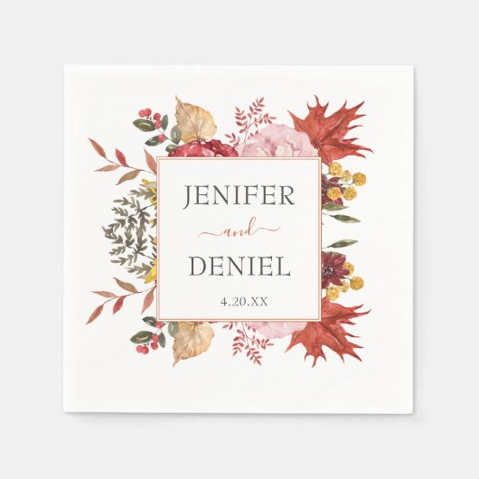 Elegante Herbstblätter Herbsthochzeit  Serviette (Vorderseite)