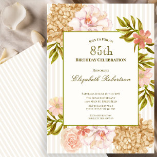 Elegante Herbstblumen 85. Geburtstagseinladung Einladung