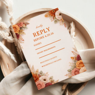 Elegante Herbstblumen-Antwort RSVP Karte