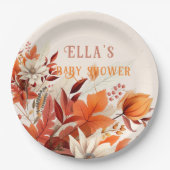 Elegante Herbstblumen Blätter Babydusche Pappteller (Vorderseite)