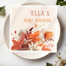 Elegante Herbstblumen Blätter Babydusche