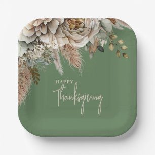 Elegante Herbstblumen Frohes Erntedankfest Pappteller