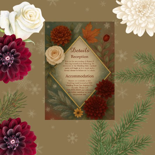 elegante Herbstblumenhochzeit Begleitkarte