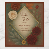 elegante Herbstblumenhochzeit Weinetikett (Einzelnes Label)