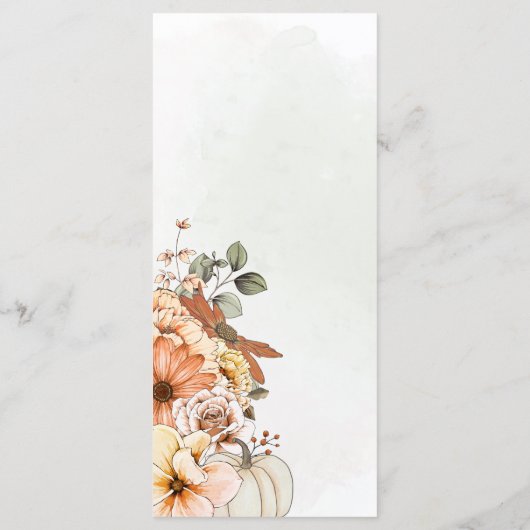 Elegante Herbstblütenblatthochzeit Menükarte (Rückseite)