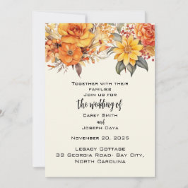 Elegante Herbstblütenhochzeit Einladung