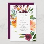 Elegante Herbstblütenhochzeit Einladung (Vorne/Hinten)