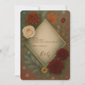 elegante Herbstblütenhochzeit retten das Datum Einladung (Rückseite)