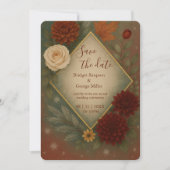 elegante Herbstblütenhochzeit retten das Datum Einladung (Vorderseite)